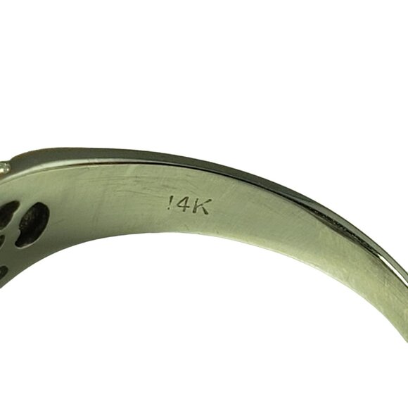 14K White Gold Sard Chalcedony & Diamond Ring US 8.5 JAGi Certified #14837 - Picture 7 of 9